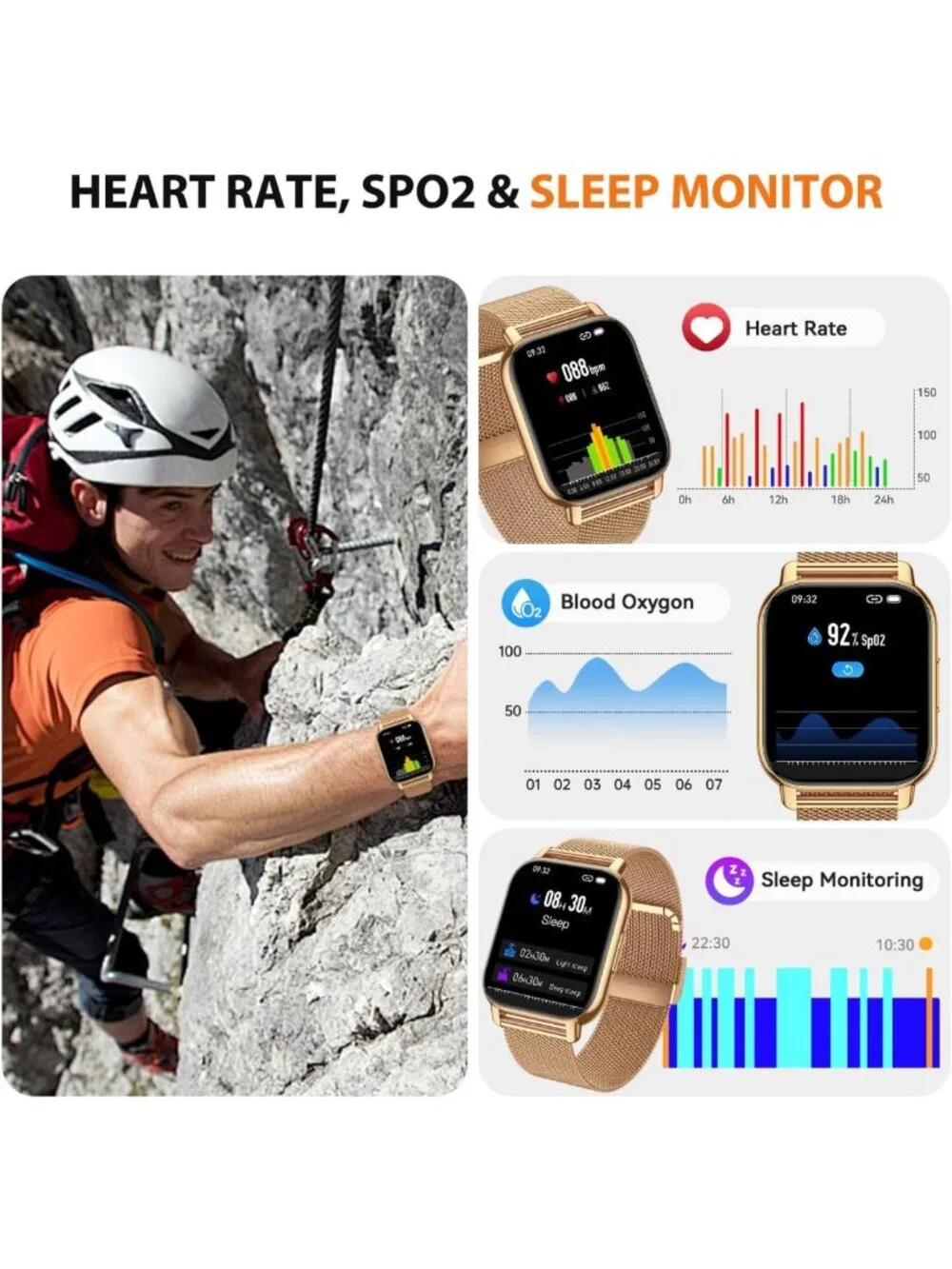 Stylish Smart Watch for Women - Fitness Tracker, Bluetooth Calls, Heart Rate